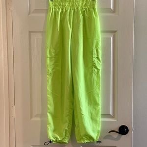 No Boundaries Lime Green Nylon Track Pants